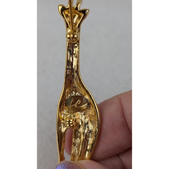 Giraffe gold vermeil pin/brooch Signed Liz claiborne Retro Y2K 23/4"x 5/8"EUC - Picture 6 of 8